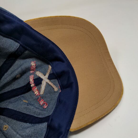 Nissin Men's John P. McDowell Field Dedication Hat Blue Tan 2000 Y2K Vintage - Picture 9 of 10